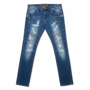 VIP Jeans Women Sz 11 12 Blue Designer Skinny Fray Boho Hip Hop Western Designer